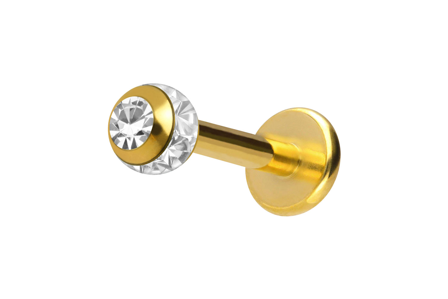 Chirurgenstahl Labret Piercing EPOXY-RING-KUGEL + KRISTALL